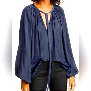 Ramy Brook Paris Long Sleeve Blouse Blue Size L